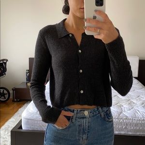 Zara charcoal grey cropped sweater